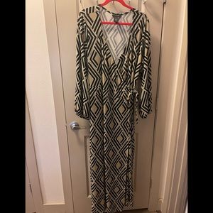 Avenue Geometric Wrap Dress with Belt